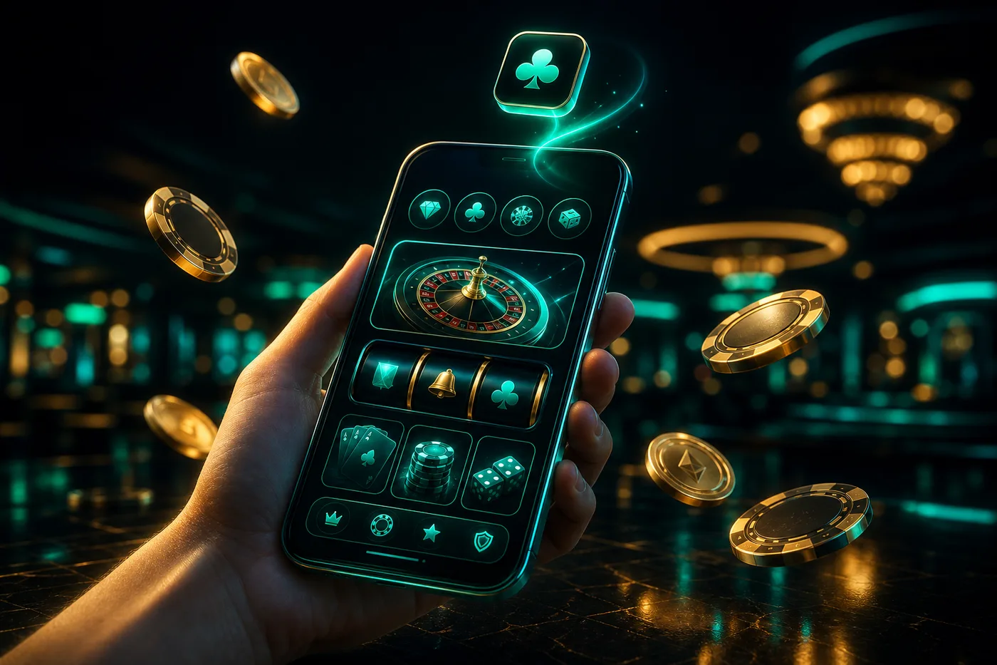Celular con el lobby móvil de Granawin Casino abierto en la pantalla de inicio